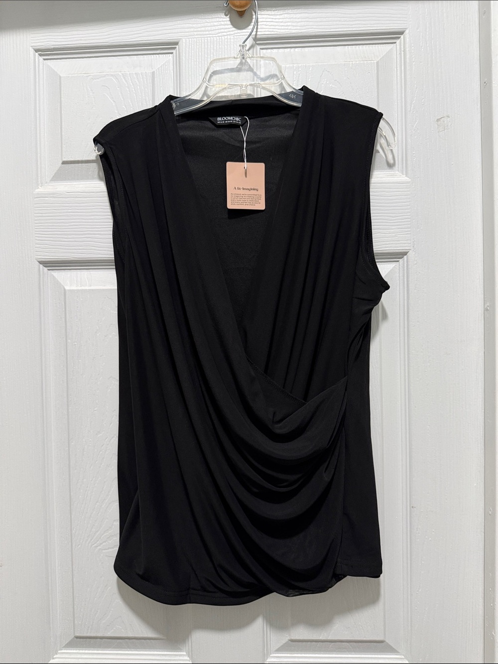 NWT 14-16 BloomChic Black Draped Surplice Camisole